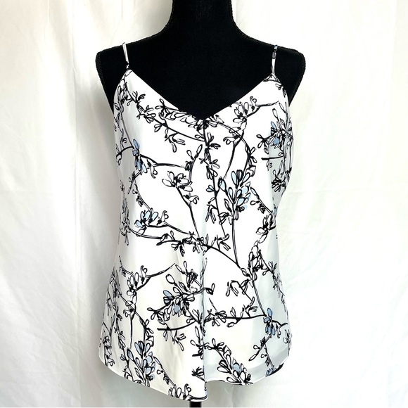 Club Monaco Kora Cami Top Floral Print White Blue Black Size M $98 MSRP - Picture 1 of 12